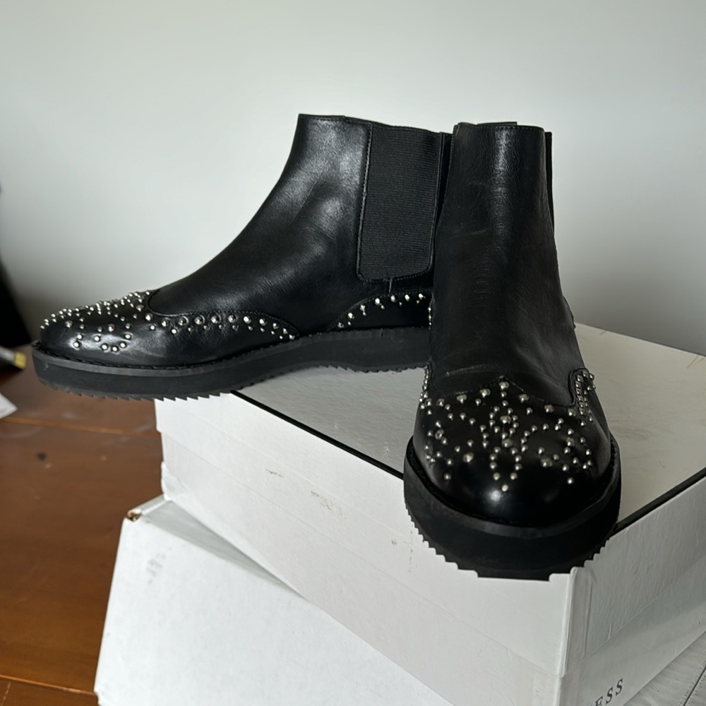 Michael Kors Sofia Flat Black Leather Studded Ank… - image 3